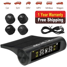 Wireless Solar TPMS LCD Car Tire Pressure Monitoring System 4 External Sensors.