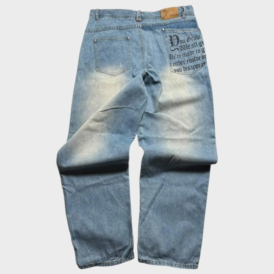 Jeans Makaveli de Colección Tupac Shakur Raro Para Hombre Azul Denim Calce Súper Suelto 38x34 Foto 2 de 4