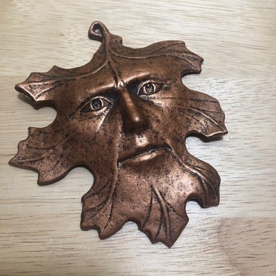 1996 Carson Spirit of the Forest Oak Leaf Man Metal Wall Art Nature Retro 4.5 