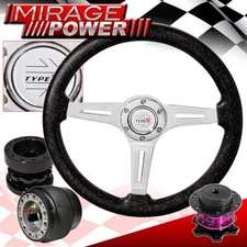 Metallic Black Steering Wheel + Extender Purple Quick Release For 03-15 Accord