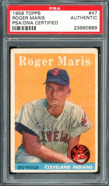 Roger Maris Signed 1958 Topps RC 47 Cleveland Indians PSA/DNA #23960889