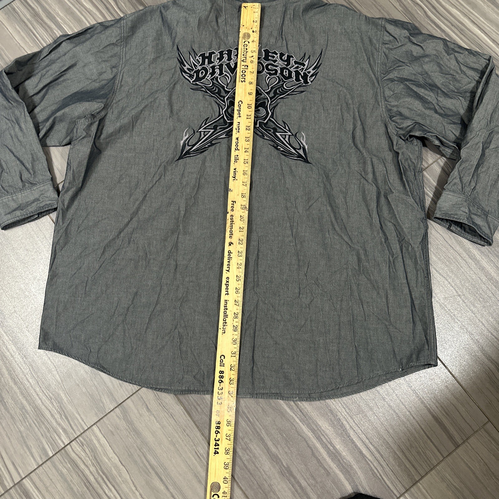 Harley Davidson Hidden Snap Button Down Long Slee… - image 23