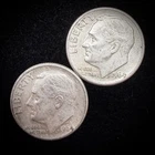 90% Silver - 1964 Roosevelt Dime - 2 Dimes - Circulated Condition - 05-9