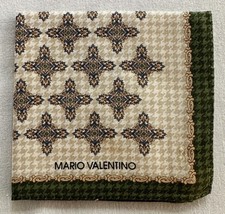 VTG Handkerchief Houndstooth Cotton Medallion Cross Damask Pocket Square 18" E