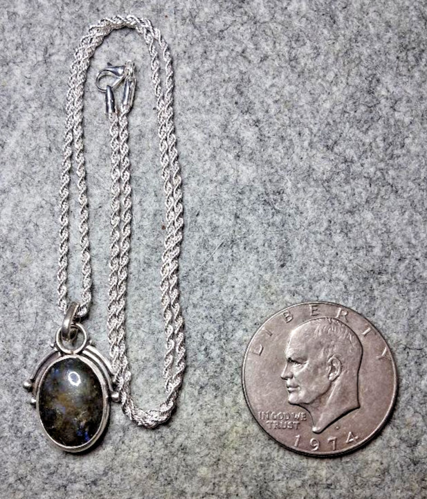 Sterling Pendant with Labradorite and Chain