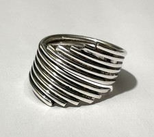 Vintage Sterling Silver 925 Ribbed / Swirl Ring - Size 8 - 8.6g
