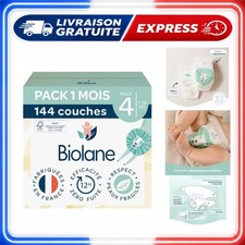 Couches Bébé Biolane Taille 4 (7-18 kg) - Pack 144 Couches - Peaux Sensibles