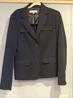Walter Size 10 Black Blazer Jacket 2 Buttons Pockets Polyester Blend