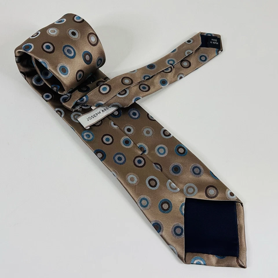 Corbata Joseph Abboud 100 % seda punto lazo dorado azul marrón 3 1/2 x 59 3/4 Foto 2 de 3