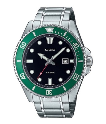 Casio MDV-107D-3AVEF Herrentaucheruhr Quarz Analog Schwarz-Grün  Ø 44mm