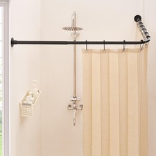 L Shaped Corner Shower Curtain Rod, 39"-67.8" x 55"-84" Heavy Duty 90 Deg...