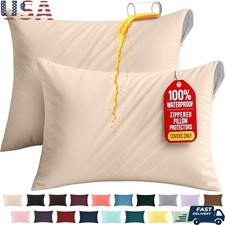 Waterproof Pillow Encasements 2 Pack Bed Bug Dust Mite Proof Comfort Covers New