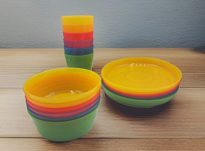 #ad #ad Ernesto Kids 6 Ct Children ReUsable Multicolor Plastic Plates Bowls amp; Cups Lidl $22.45