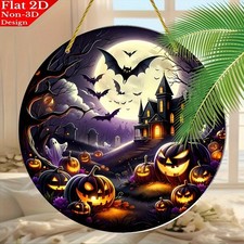 Halloween Bats Haunted House Suncatcher 8x8 Round Decor