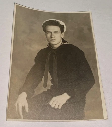 Antique Vintage Handsome American World War 2 Navy Sailor Snapshot Photo WWII US