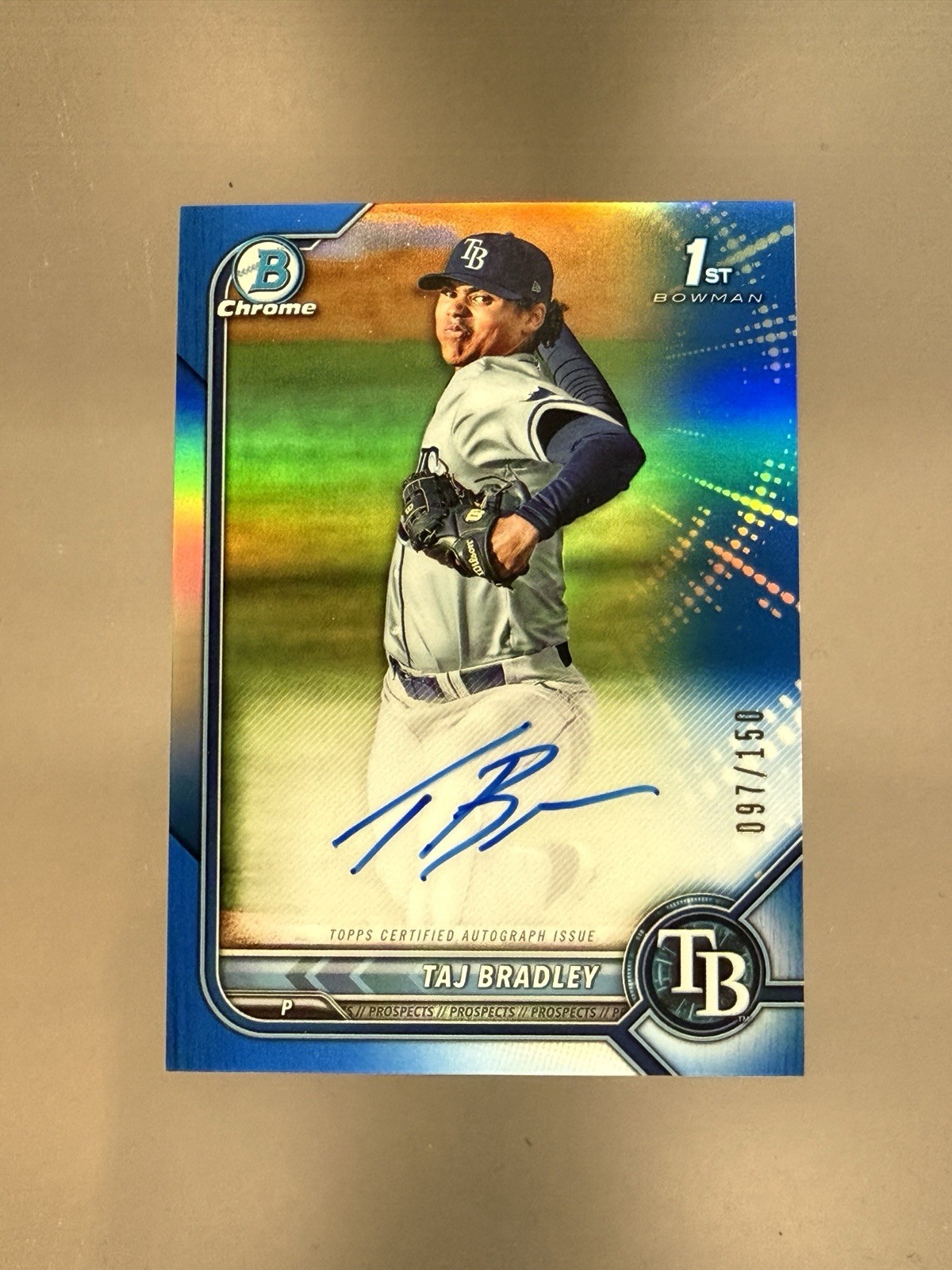 2022 Bowman - Chrome Prospect Autographs Taj Bradley #CPA-TB Blue Refractor /150