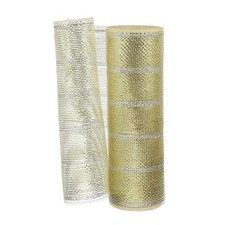 Decorative Mesh Ribbon, 10" x 10 Yard Mesh Ribbon Roll, Gold/Silver