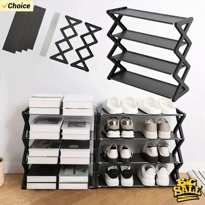 CZSAE 4-stufiges Schuhregal in X-Form | Platzsparender Schuhaufhänger für Wohnzi