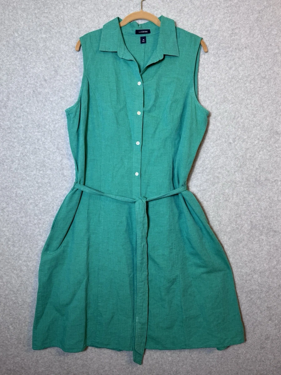 lands end sleeveless linen swing dress Lands' End Womens Petite Striped Sleeveless Linen Swing Dress-Size XS (NWT)