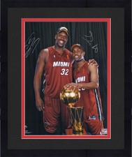 Framed Gary Payton & Shaquille O'Neal Heat Signed 16x20 Posing w/06 Trophy Photo