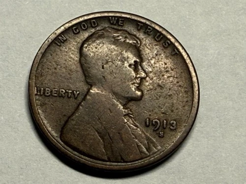 1913-S Lincoln wheat cent. G-VG. #g1