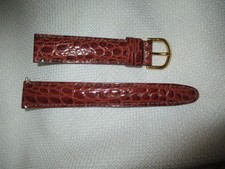 GenUINE leather watchstrap watch band strap 18 MM usa cognac croco grain gold