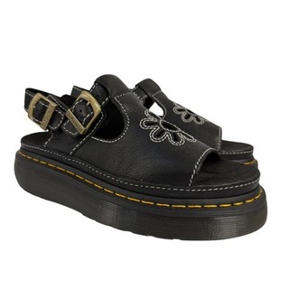 DR. MARTENS Dunnet Flower Black AR Rogue Leather Platform Sandals UK 8 42 L25