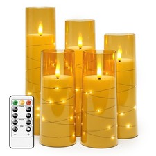 Flameless LED Candles with Timer 5 Pc Flickering Flameless Candles for Romantic