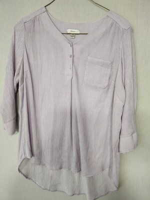 Romantic CJ Banks 1X Light Lavender Crinkle Top Button Placket Minimalist Chic