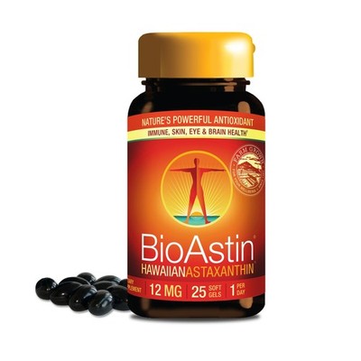 BioAstin Hawaiian Astaxanthin 12mg 25 Softgels - Powerful Antioxidant Support