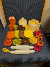 Vintage Tupperware Toys Children's Play Set Lot Of 30 Cups Plates Bowls Other