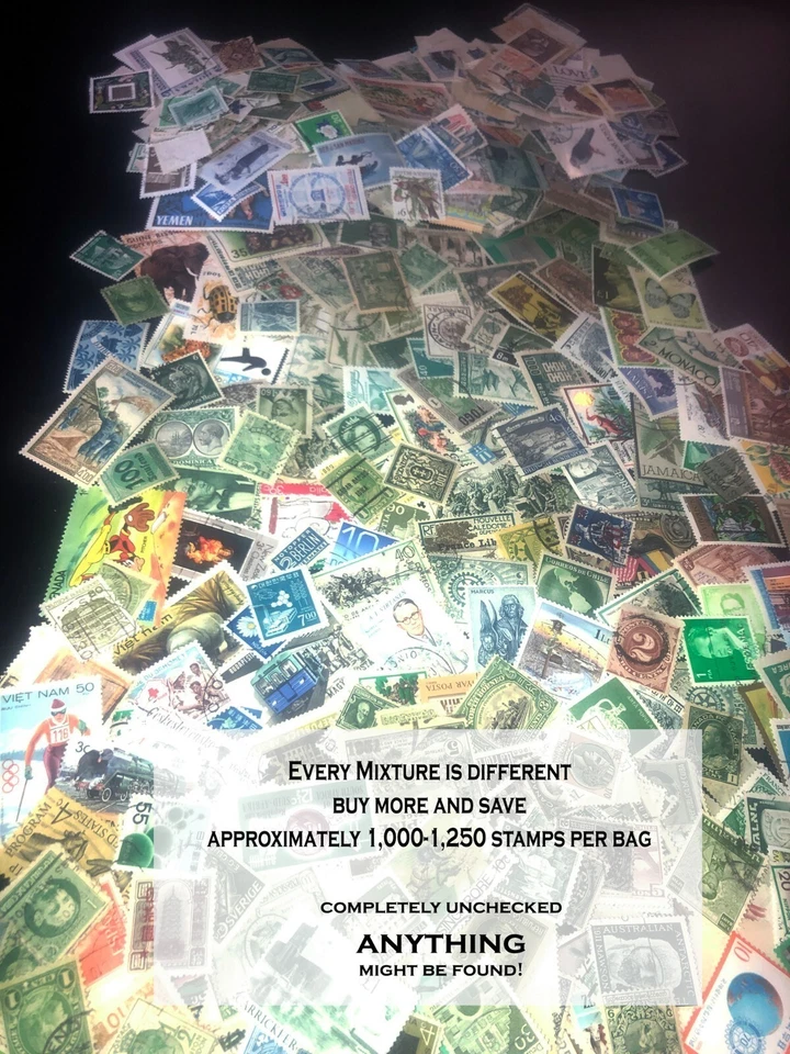 Lote de colecciones de estampillas en todo el mundo fuera de papel 2,8 oz (80 g) mezcla Kiloware ZAYIX Foto 2 de 4