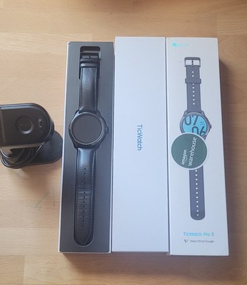 Mobvoi TicWatch Pro 5 48 mm Smartwatch Schwarz Leder inkl. Ladegerät