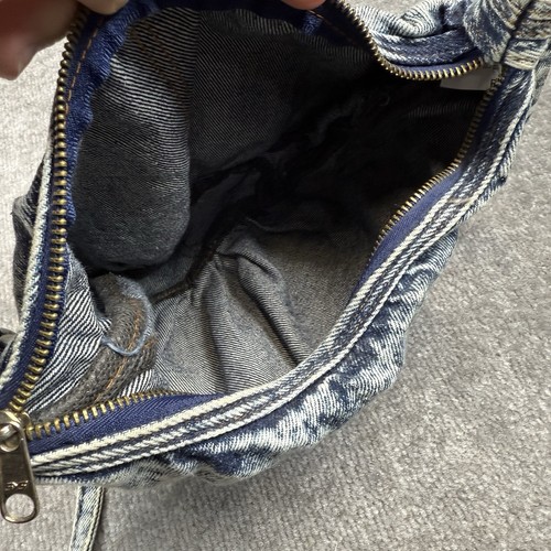 Vintage Acid Wash Handtasche Damen blau Jeans Denim Schulterriemen Reißverschluss Tasche 1990er - Bild 7 von 11