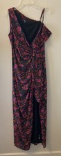 Lulus Maxi Dress With A Flourish Black Floral Twist Front Women's XS