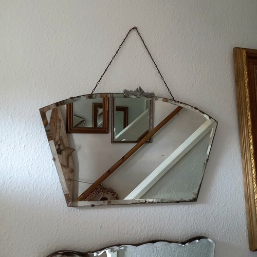 Gorgeous Vintage Original Distressed Art Deco Frameless Mirror