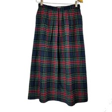 VTG Pendleton Allison Tartan Wool Pleated Midi Skirt Size 8 Navy Red Royal EUC