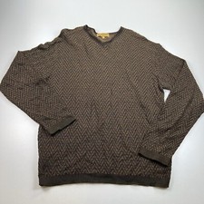 Vintage Tricots St Raphael Sweater Adult Large Brown Knit Pullover Geometric