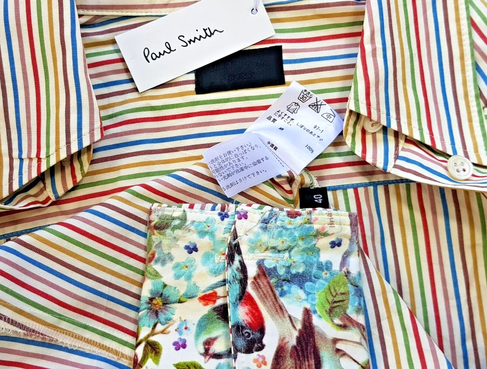 CAMISA DE VESTIR PAUL SMITH Mujer Candy Stripe L/S British Birds - M - UK12 - £229 Foto 3 de 4