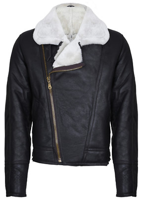 Veste Aviateur B3 En Cuir Véritable Et Laine De Mouton - Style Bomber WW2 - Taille L Marron