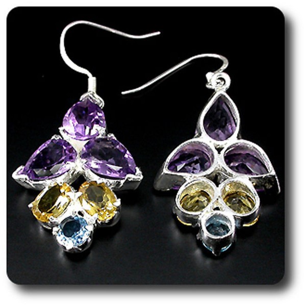 Edelsteine Und Mineralien. Ohrringe Topas Amethyst Citrin Silber 925.-image
