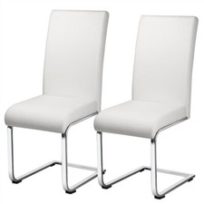 2 Sedie Sala da Pranzo Cucina Moderne Imbottite in Ecopelle Metallo Bianche/Nere
