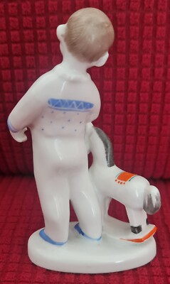 RARE VINTAGE RUSSIAN USSR LOMONOSOV PORCELAIN Happy Childhood BOY