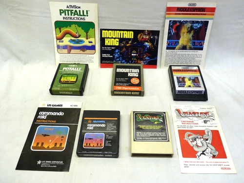 ATARI 2600 Game Lot Pitfall Mountain King Venture Commando w/ Manuals TESTED