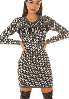 Damen Strickkleid Mon Amour Langarm Rundhalsausschnitt 3110 Neu
