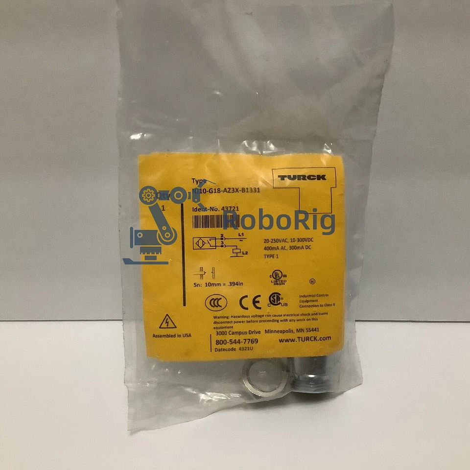 TURCK Ni10-G18-AZ3X-B1331 50MM Proximity Sensor NI10G18AZ3XB1331 No. 43721 (00) - Image 3 of 3