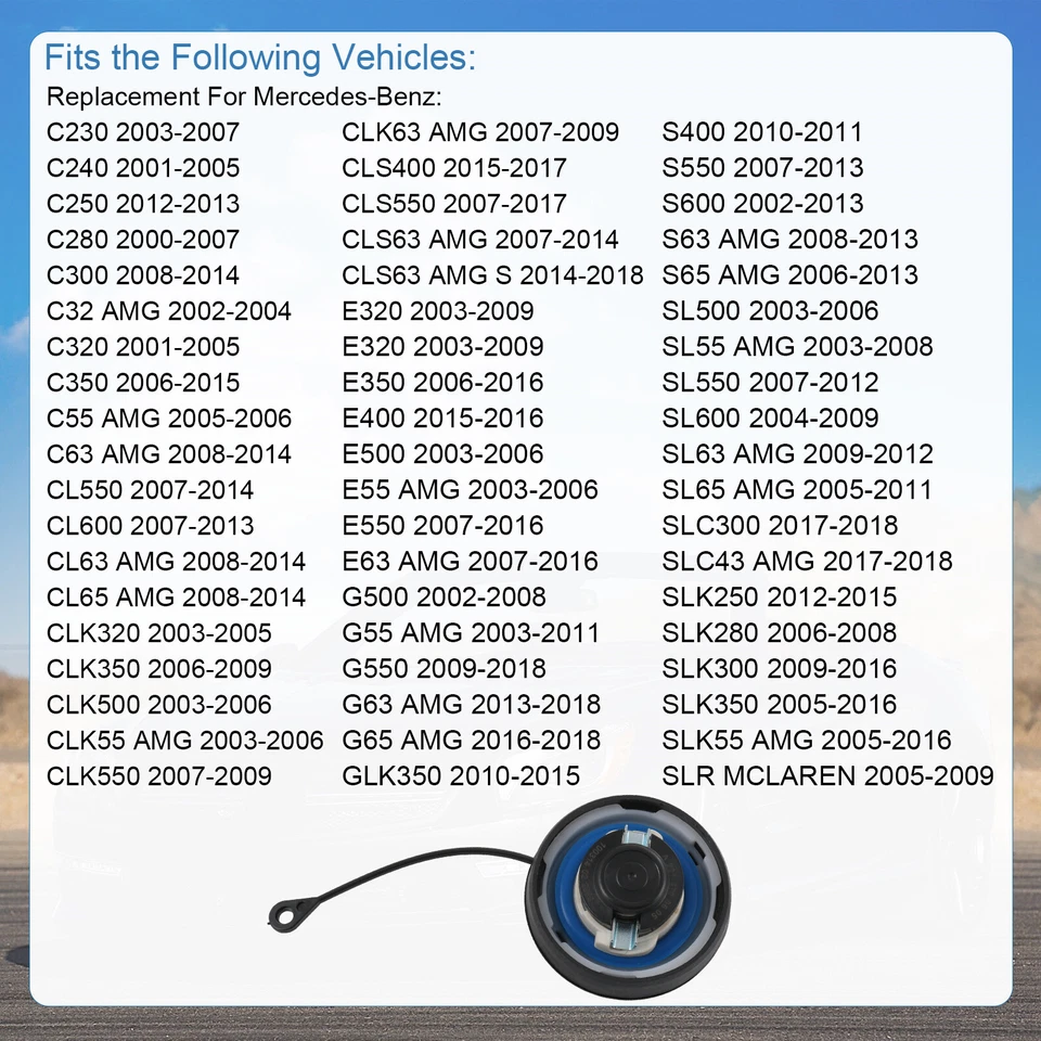 Tapa de llenado de gasolina del tanque de combustible 2214700605 para Mercedes-Benz C CL CLS E G GLK S SL SLK Foto 3 de 4