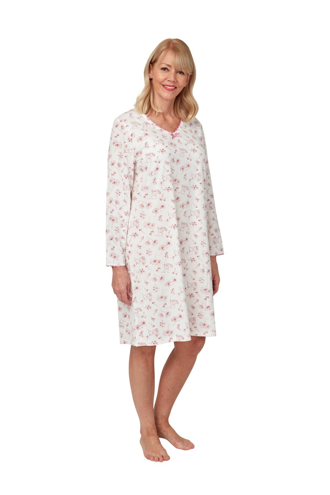 LADIES LONG SLEEVE V-NECK COTTON MIX 