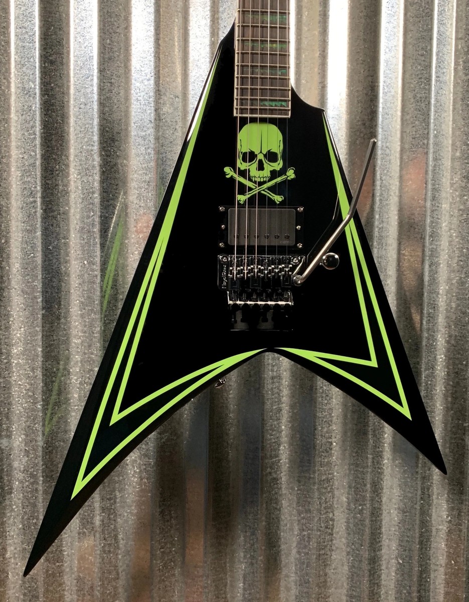 Alexi Laiho Green Sawtooth Flying V Electric Guitar, FSloyd Rose