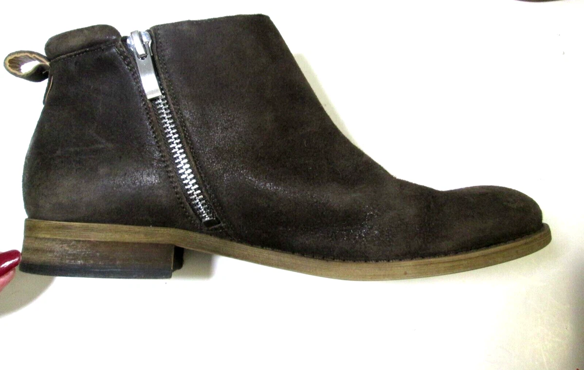 FRANCO SARTO Keegan brown oiled leather double side zip ankle boots 8M eBay